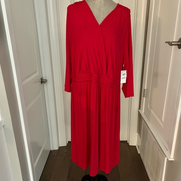 NWT Harper 241 Size 2X 3/4 Sleeve Red Dress. - Picture 2 of 11